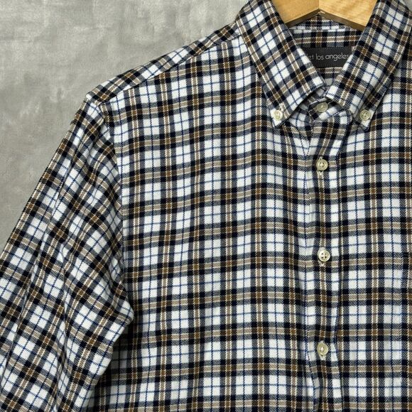 Epaulet Los Angeles Shirt Mens Medium Black White Plaid Cotton Flannel Outdoor - Picture 3 of 15